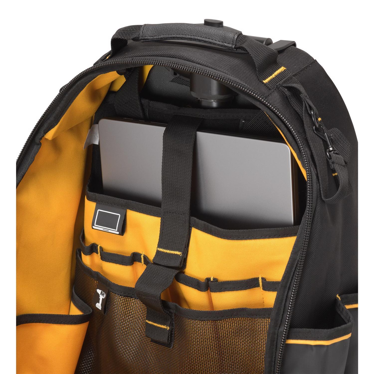 DEWALT Polyester/Tarpaulin Pro Backpack on Wheels Tool Bag 46 pocket Black/Yellow 1 pc