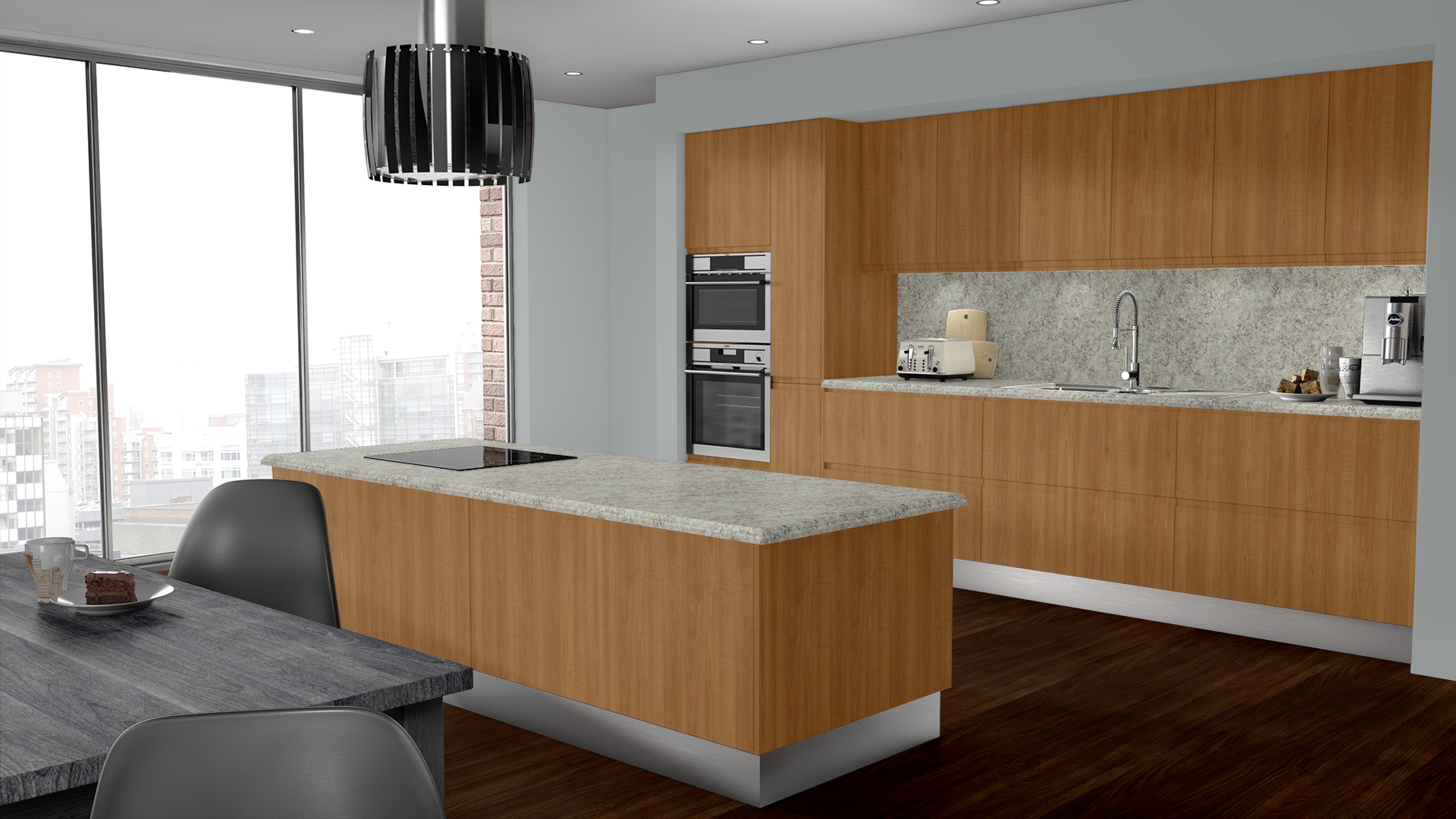 Hartson-Kennedy Laminate Kitchen Countertop 8 ft. White Juparana E-Top 2000