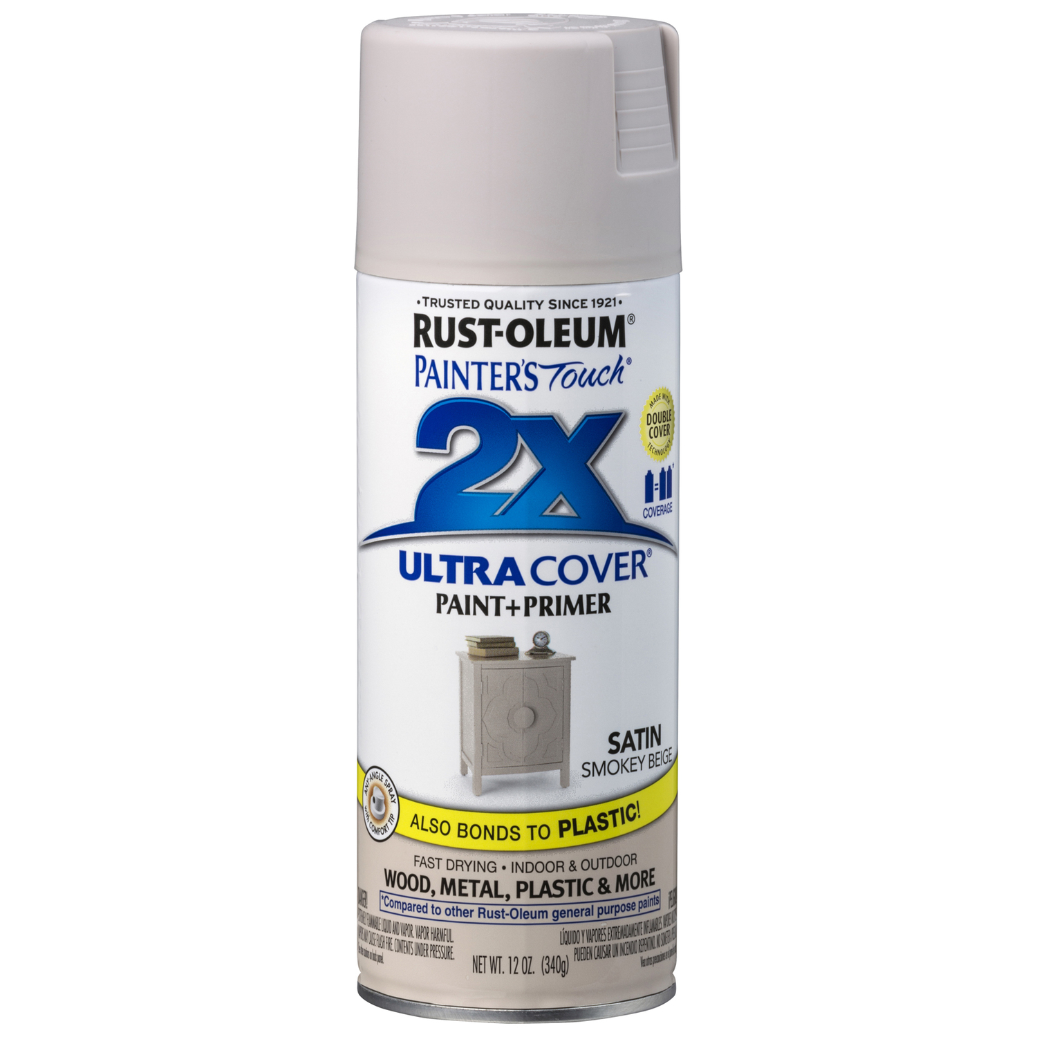 Rust-Oleum Painter's Touch 2X Ultra Cover Satin Smokey Beige Spray Paint 12 oz