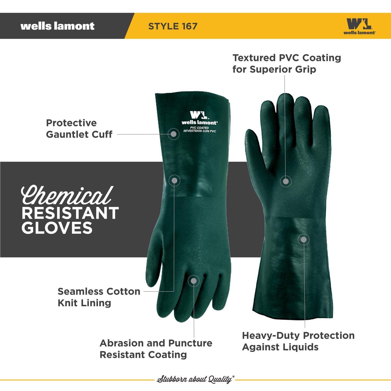 Wells Lamont Men's Indoor/Outdoor Chemical Gloves Green L 1 pair