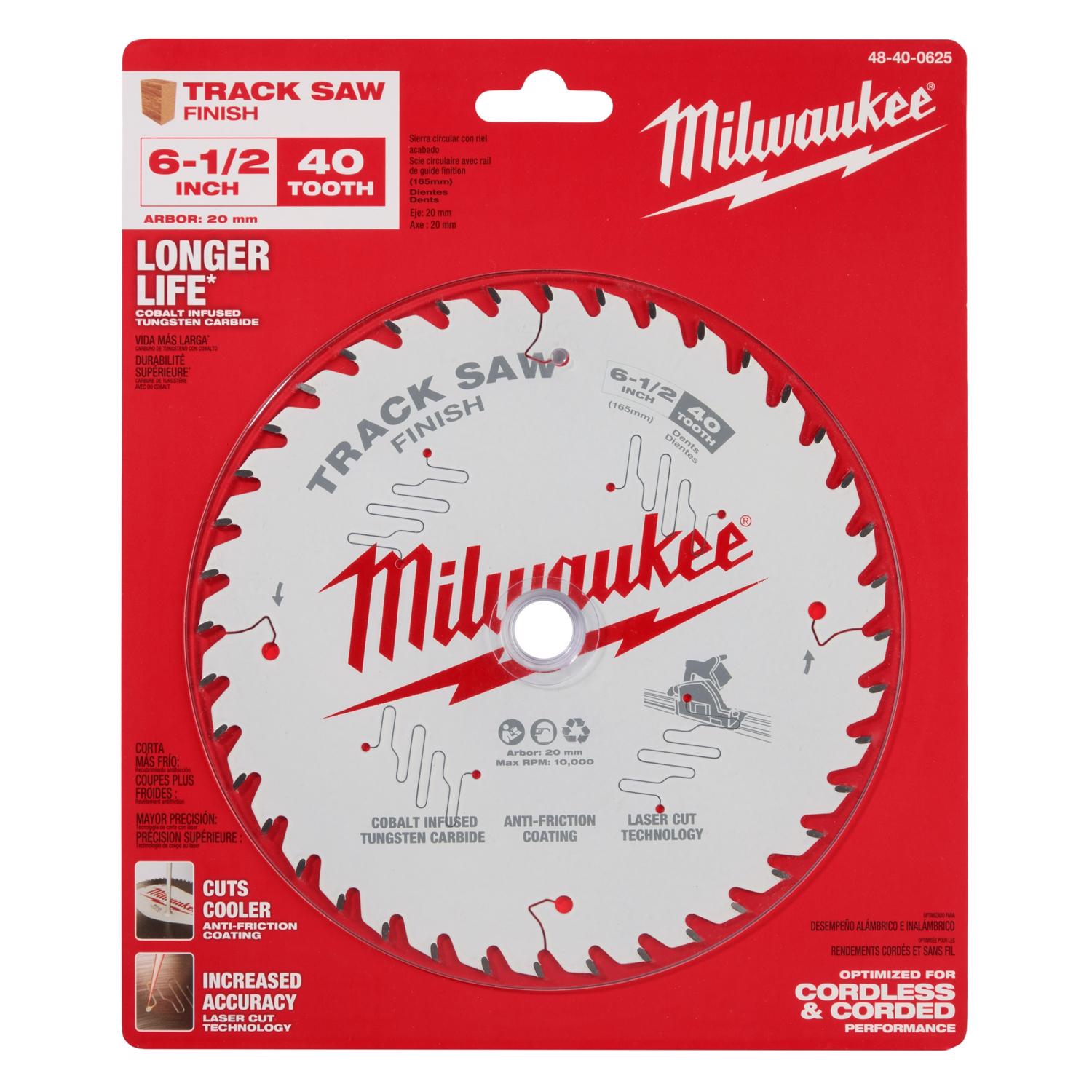 Milwaukee 6-1/2 in. D X 20 mm Tungsten Carbide Track Saw Blade 40 teeth 1 pk