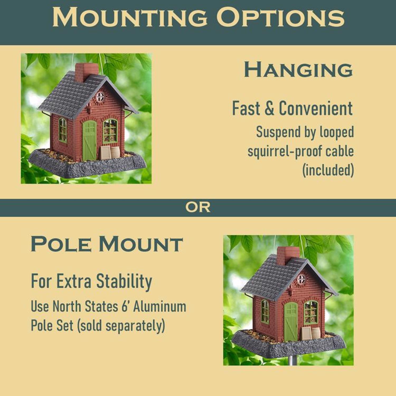 North States Village Wild Bird 5 lb Plastic Hopper Bird Feeder 4 ports