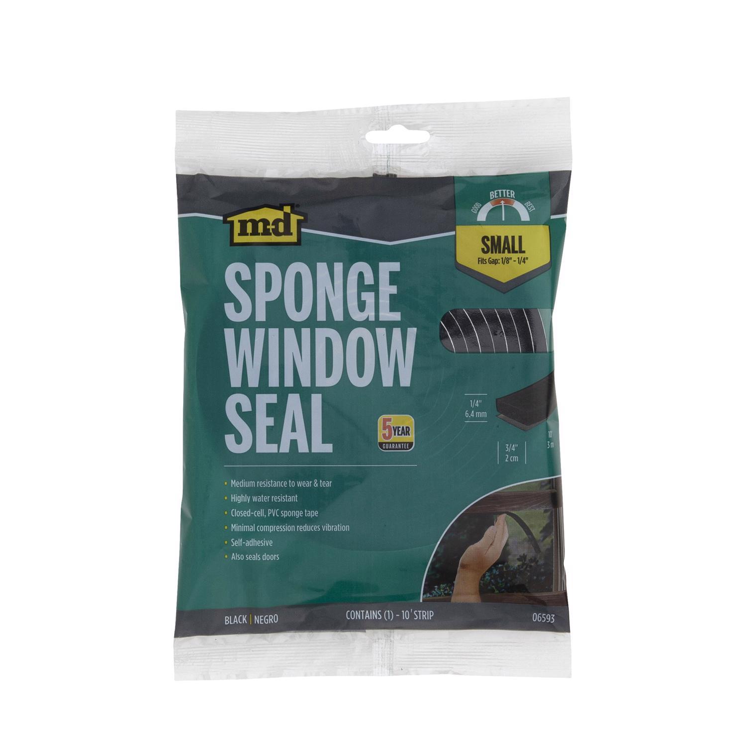 M-D Black Sponge Rubber Weather Stripping Tape For Auto and Marine 10 ft. L X 1/4 in.