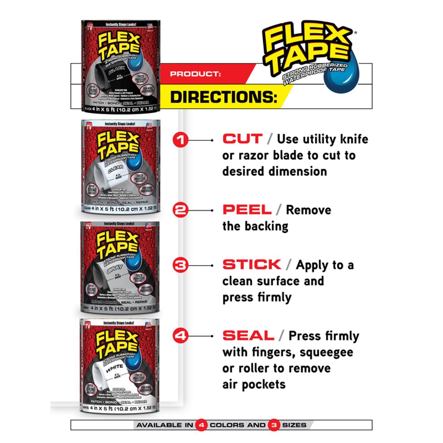 Flex Seal Family of Products Flex Tape 8 in. W X 5 ft. L Black Waterproof Repair Tape
