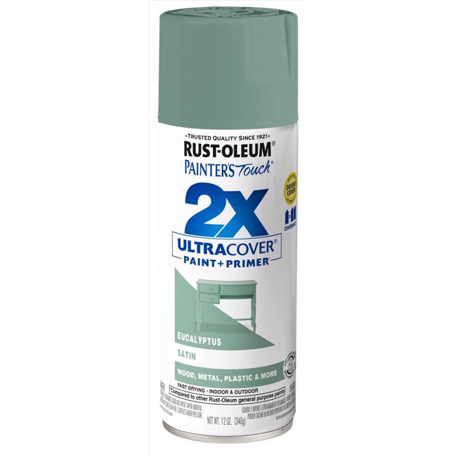 Rust-Oleum Painter's Touch 2X Ultra Cover Satin Eucalyptus Paint+Primer Spray Paint 12 oz.