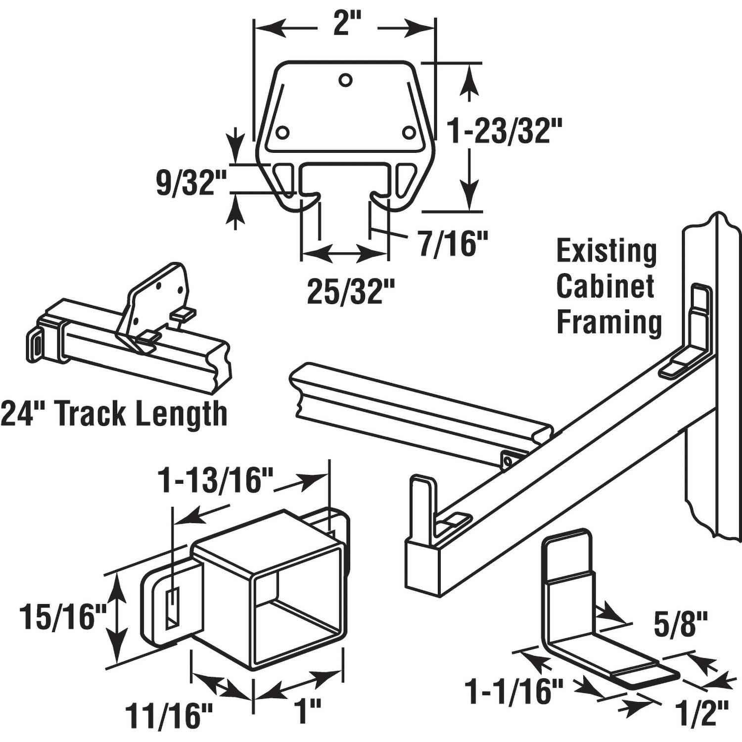 Prime-Line Plastic Center Guide Track Replacement Set 1 pk
