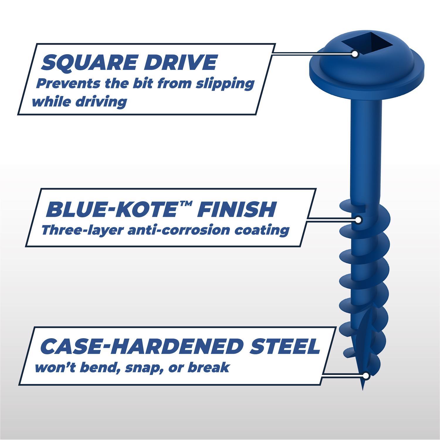 Kreg No. 8 X 2-1/2 in. L Square Blue-Kote Coarse Pocket-Hole Screw 125 pk