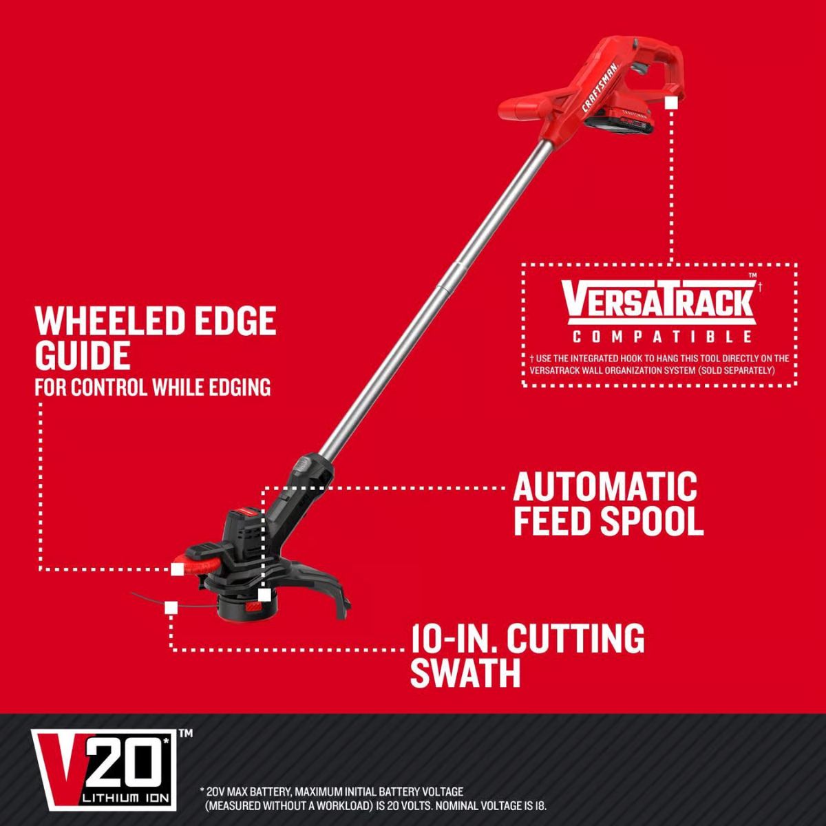 Craftsman 10 in. 20 V Battery String Trimmer Kit (Battery & Charger)