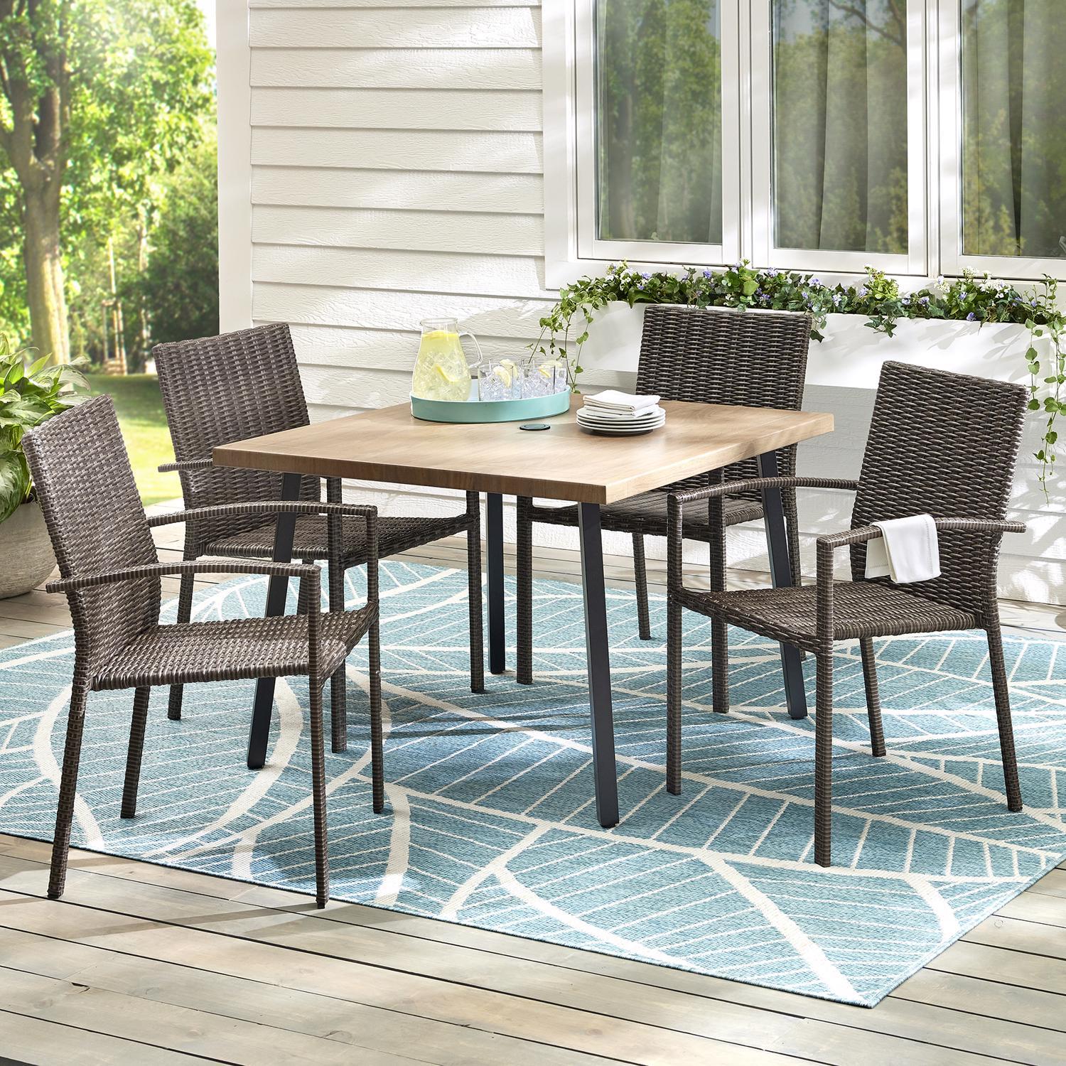 Living Accents Brown Square Metal Dining Table