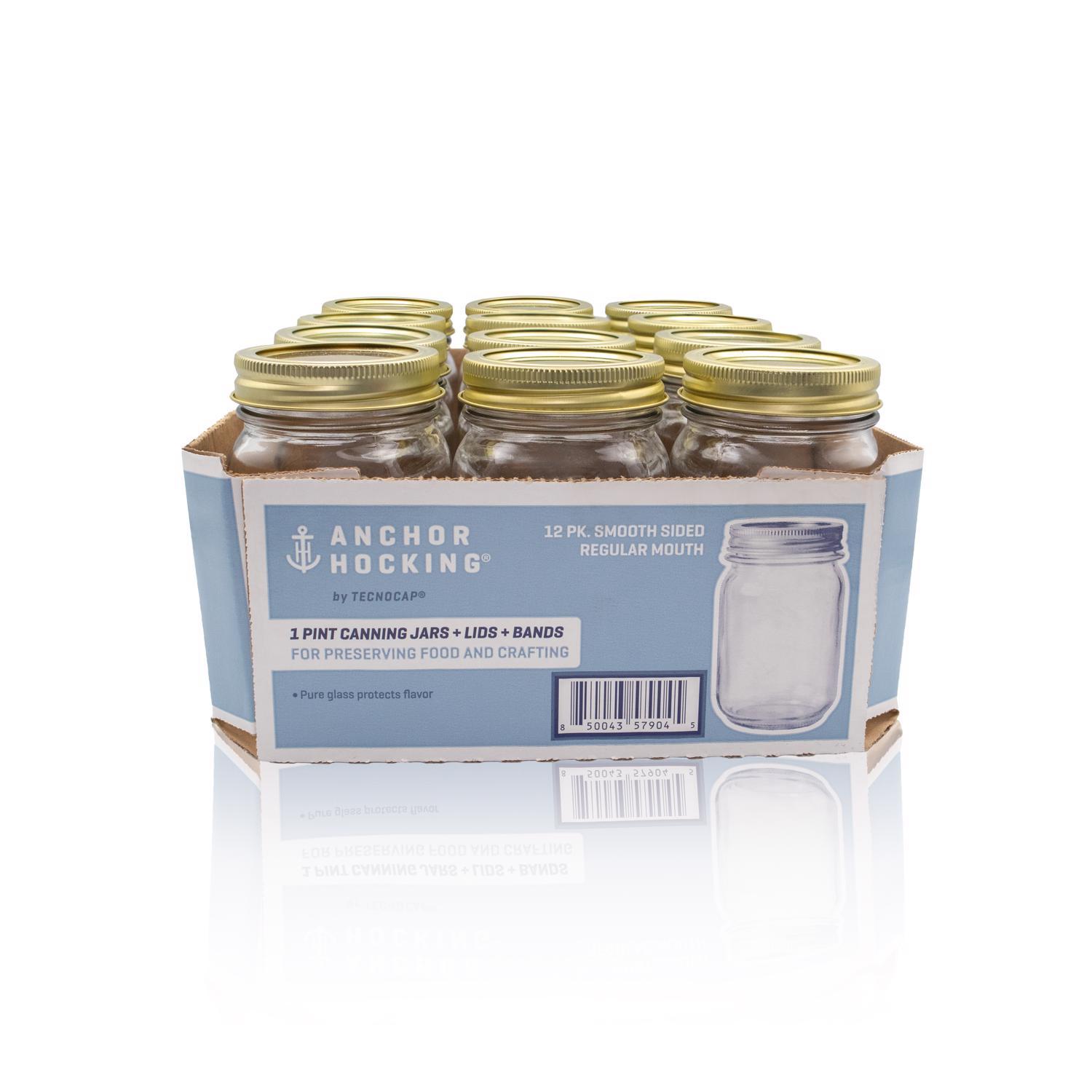 Anchor Hocking Tecnocap Regular Mouth Canning Jar 16 oz 12 pk