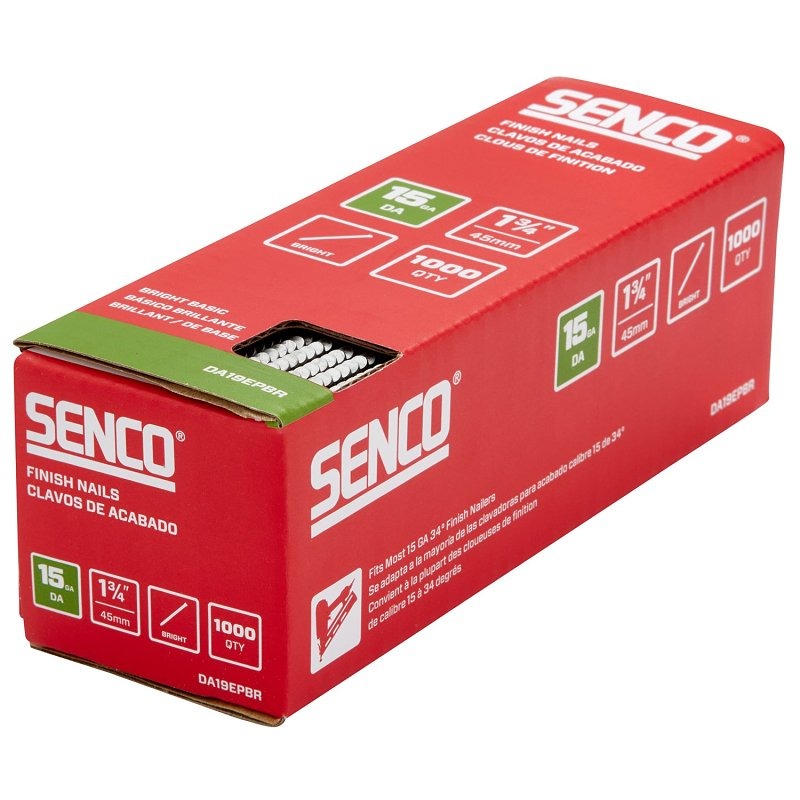 Senco Finish Nail Strip, 1-3/4 in. L, 15 ga., Steel, Bright Basic/Sencote, Brad Head