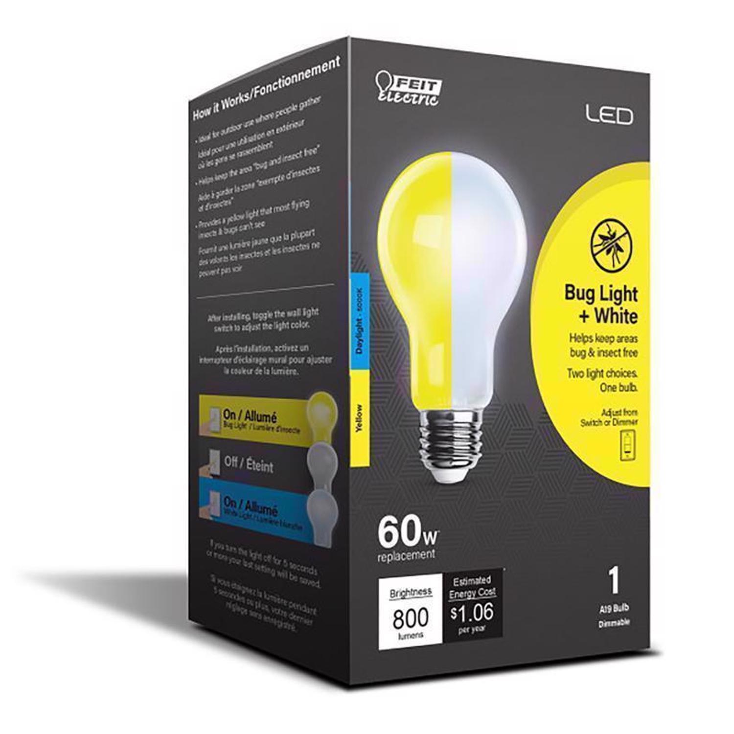 Feit A19 E26 (Medium) LED Bulb Yellow 60 Watt Equivalence 1 pk