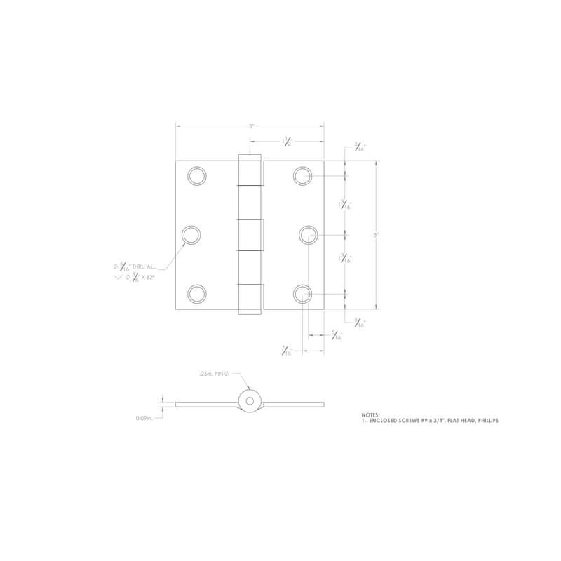 Ace 3 in. L Stainless Steel Door Hinge 1 pk