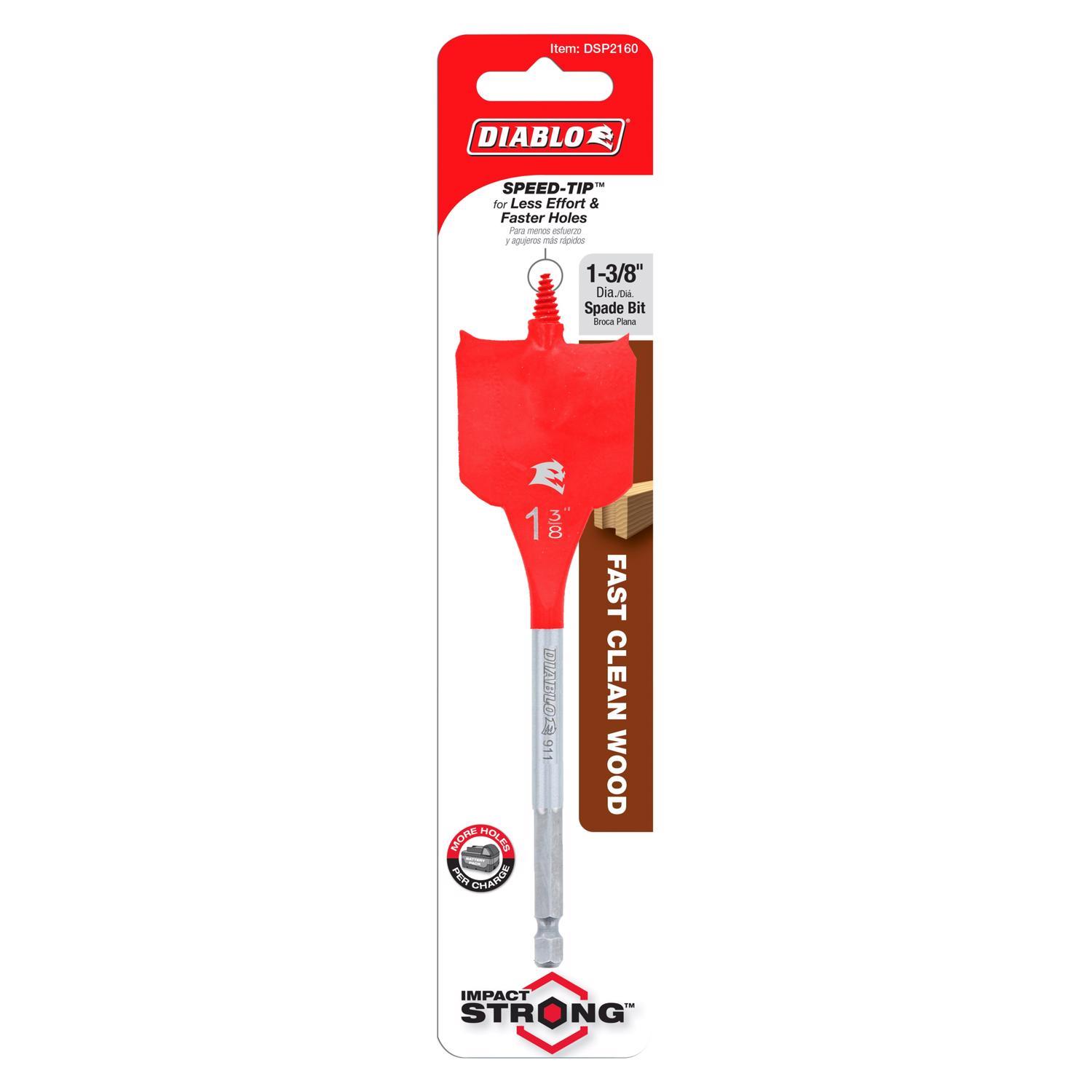 Diablo 1-3/8 in. X 6 in. L High Speed Steel Clean Wood Spade Bit Hex Shank 1 pk