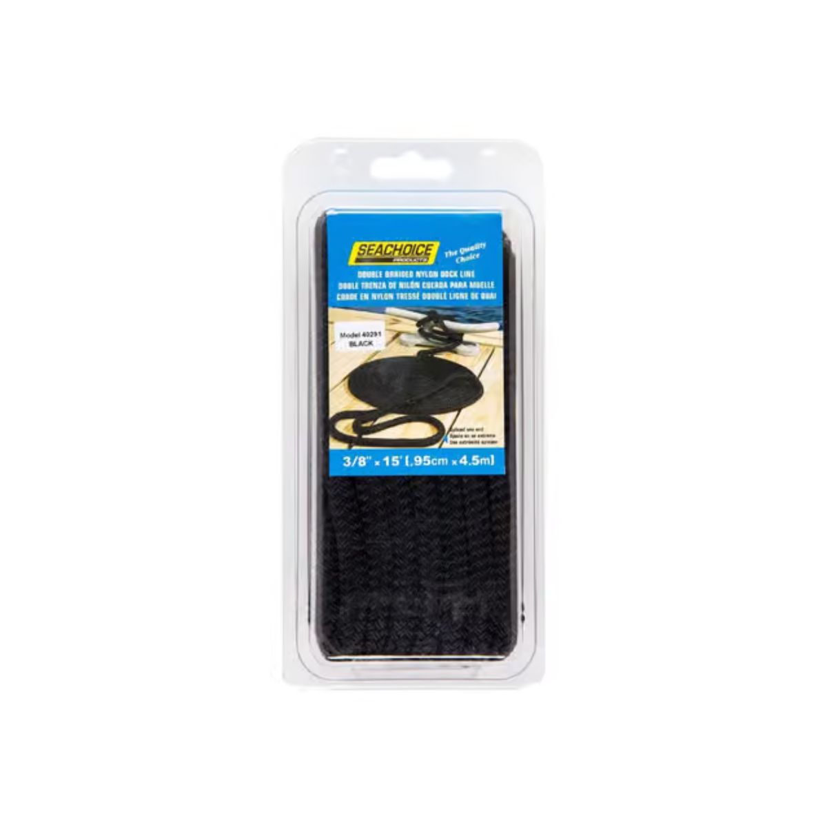 Seachoice Black Nylon Dock Lines 15 in.x 3/8 in.