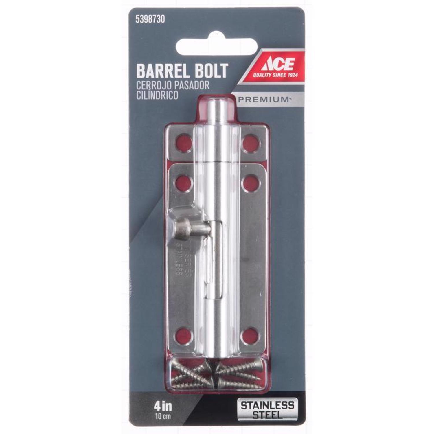 Ace 4 in. L Polished Stainless Steel Heavy Duty Barrel Bolt 1 pk