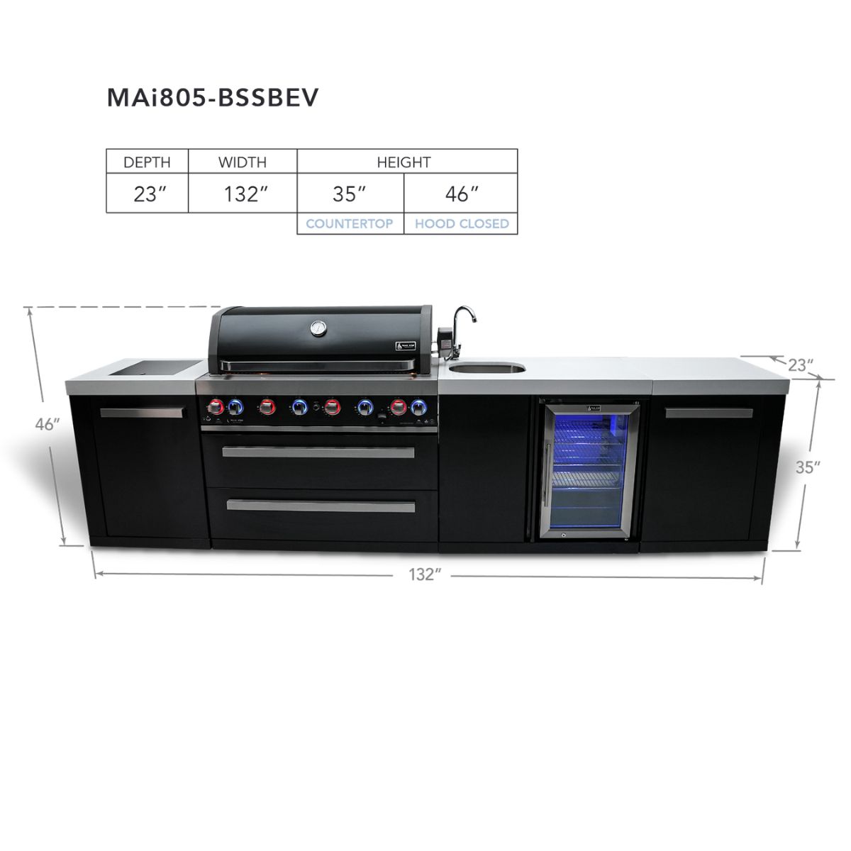 Mont Alpi 805 Black Stainless Steal Island with beverage center