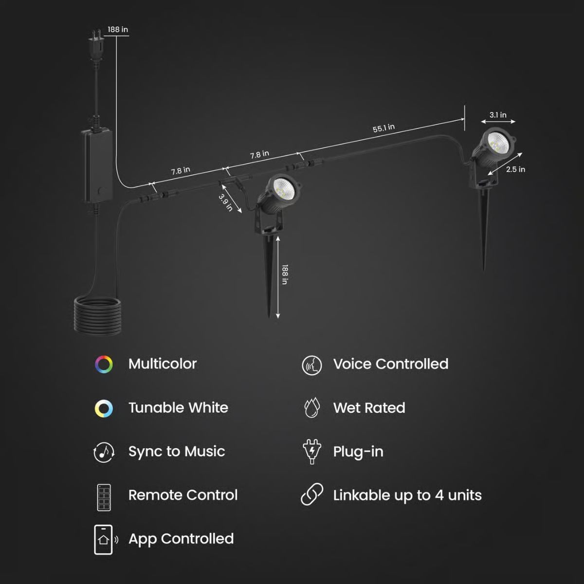 Feit Bluetooth-Enabled Motion Sensor Plug-In LED Black Smart-Enabled Spotlight