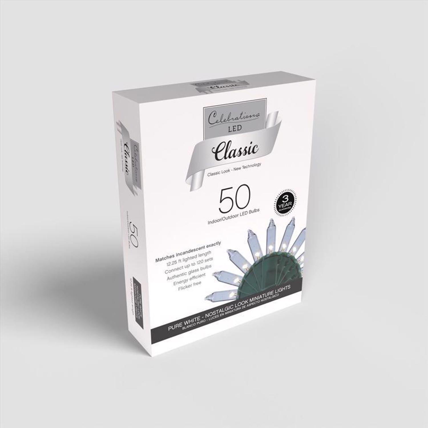 Celebrations LED T5 Pure White 50 ct String Christmas Lights 12 ft.