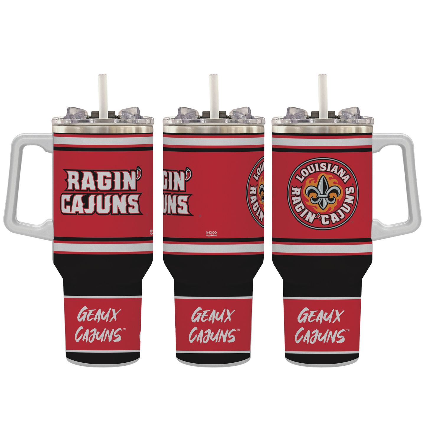Indigo Falls ULL (University of Louisiana at Lafayette) Geaux Cajuns Rocky Tumbler 40 oz. with Straw