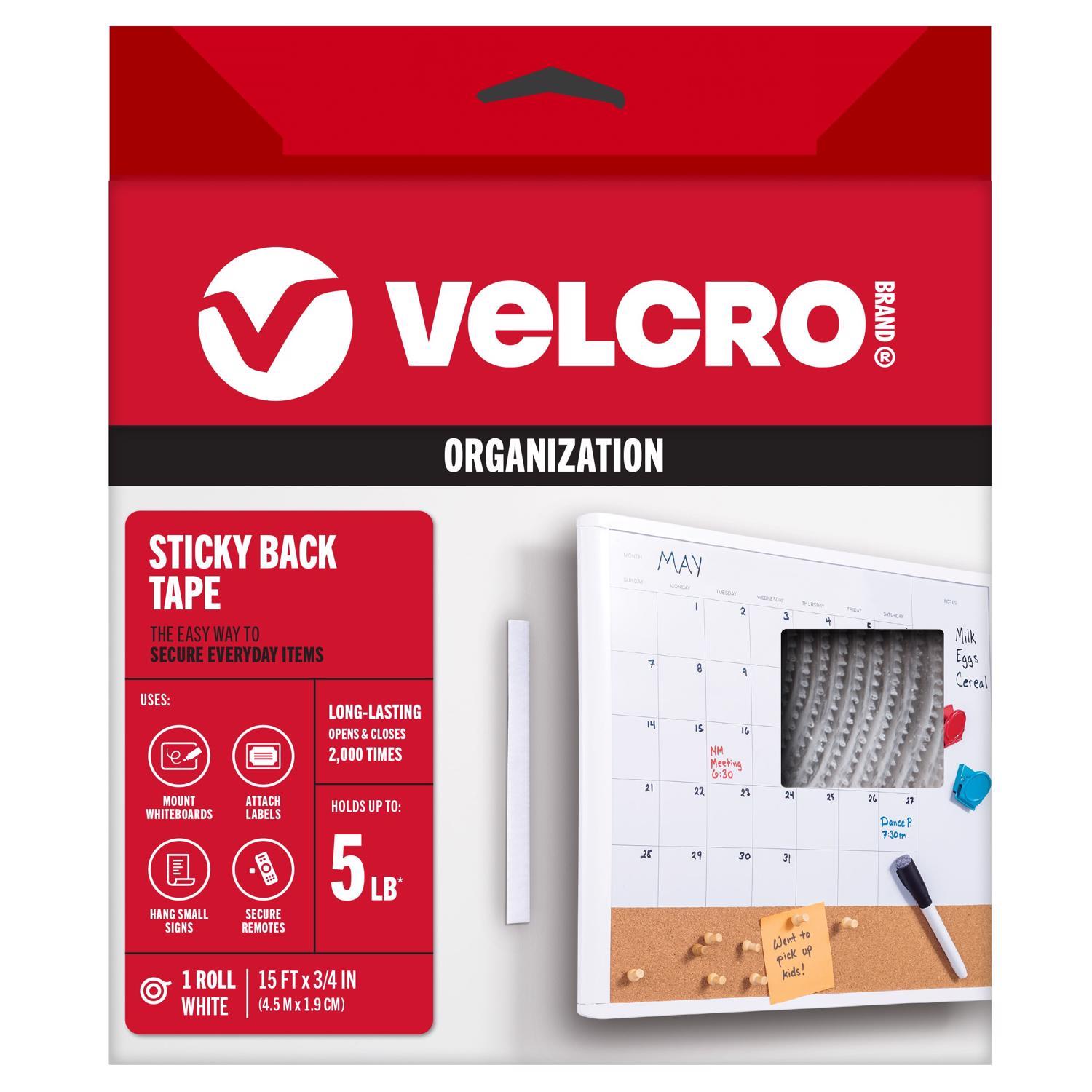 VELCRO Brand Sticky Back Large Nylon Hook and Loop Fastener 180 in. L 1 pk