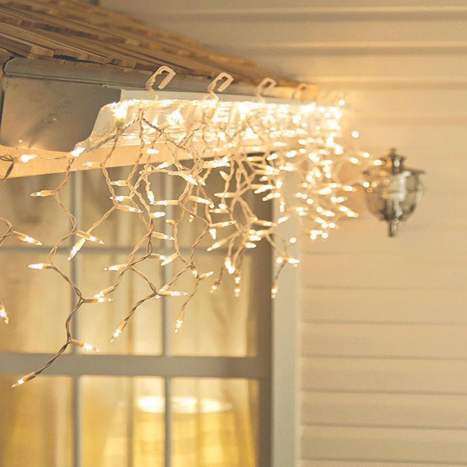 Celebrations Red Incandescent Mini Clear 300 ct Icicle Christmas Lights 17 ft.