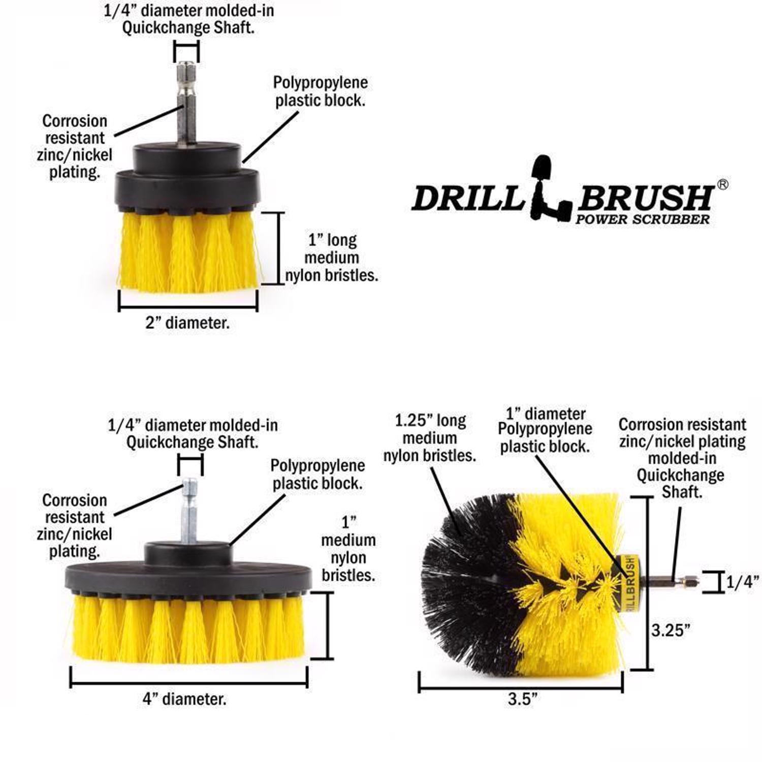 Drillbrush 4 in. W Medium Bristle Metal Handle Drill Brush Set