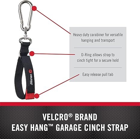 VELCRO Brand in. Black Hooks EASY HANG Cin. Strap Small 16 in. x 1 in. Hook loop fastener