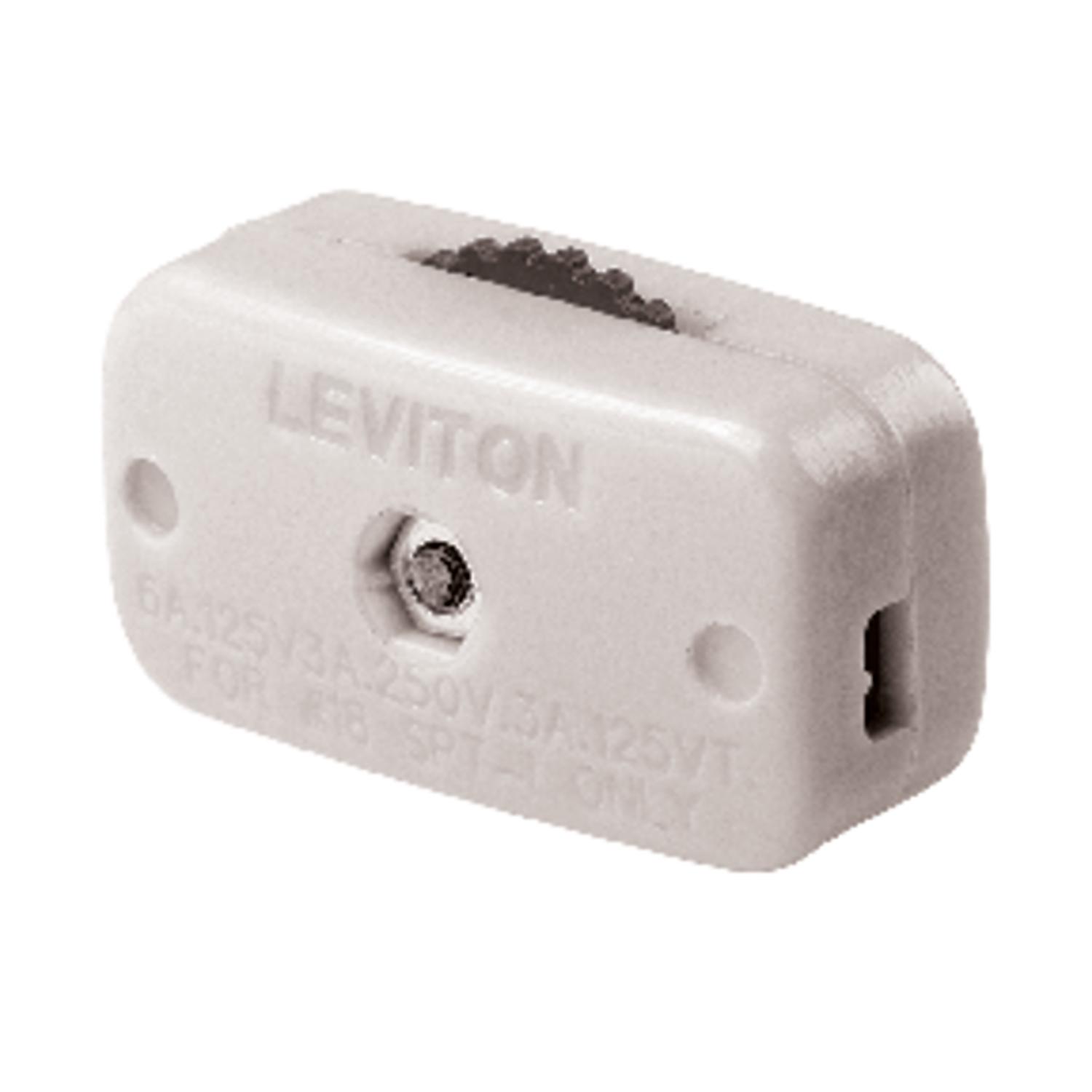 Leviton 3 amps Single Pole Rotary Miniature Cord Switch White 1 pk