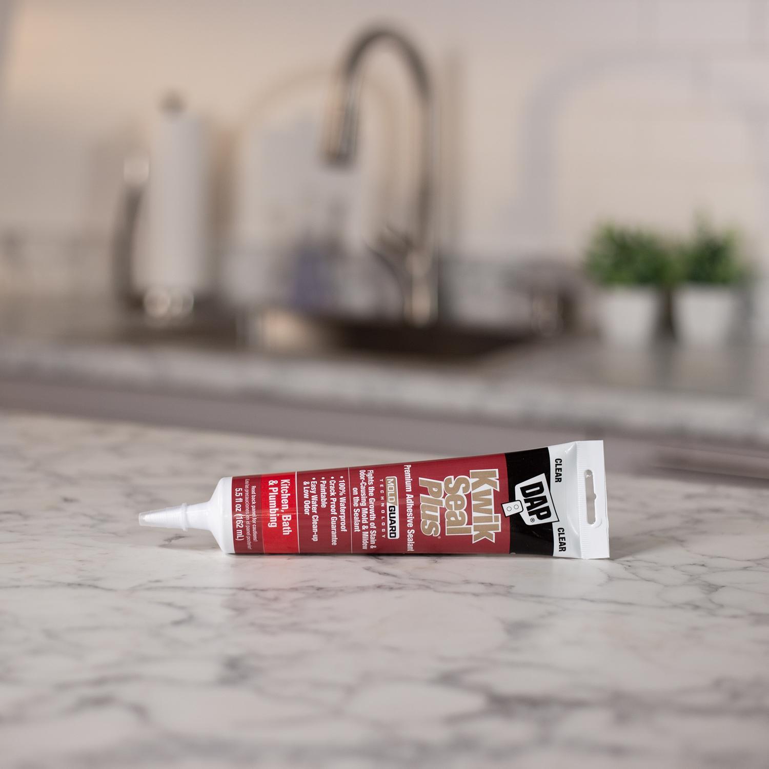 DAP Kwik Seal Plus Clear Siliconized Latex Kitchen and Bath Adhesive Caulk 5.5 oz