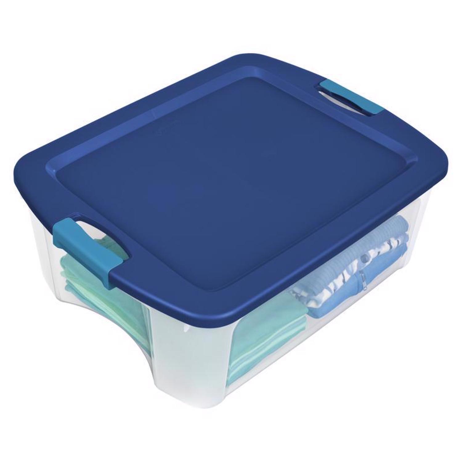 Sterilite 12 gal Blue/Clear Latch Storage Box 9-1/4 in. H X 23-5/8 in. W X 18-5/8 in. D Stackable