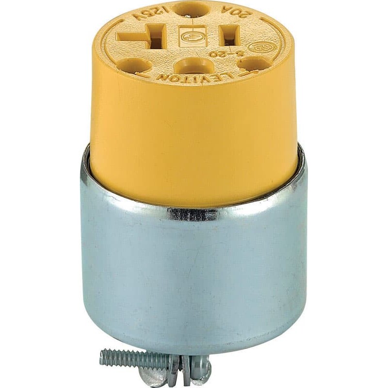 Leviton Commercial Armored Ground/Straight Blade Connector 5-20R 2 Pole 3 Wire
