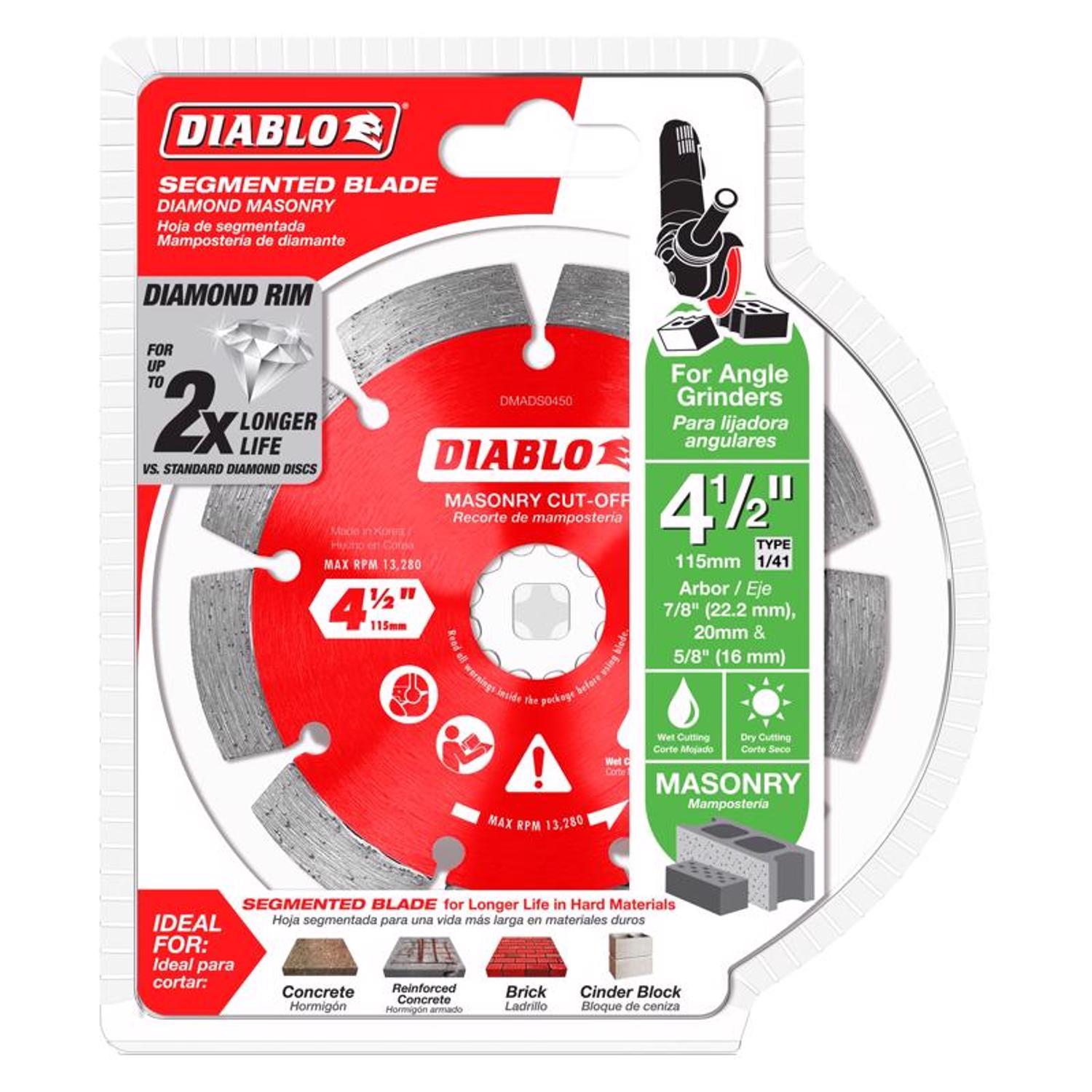 Diablo 4-1/2 in. D X 7/8 in. X.087 in. thick Diamond Masonry Cut-Off Disc 1 pk
