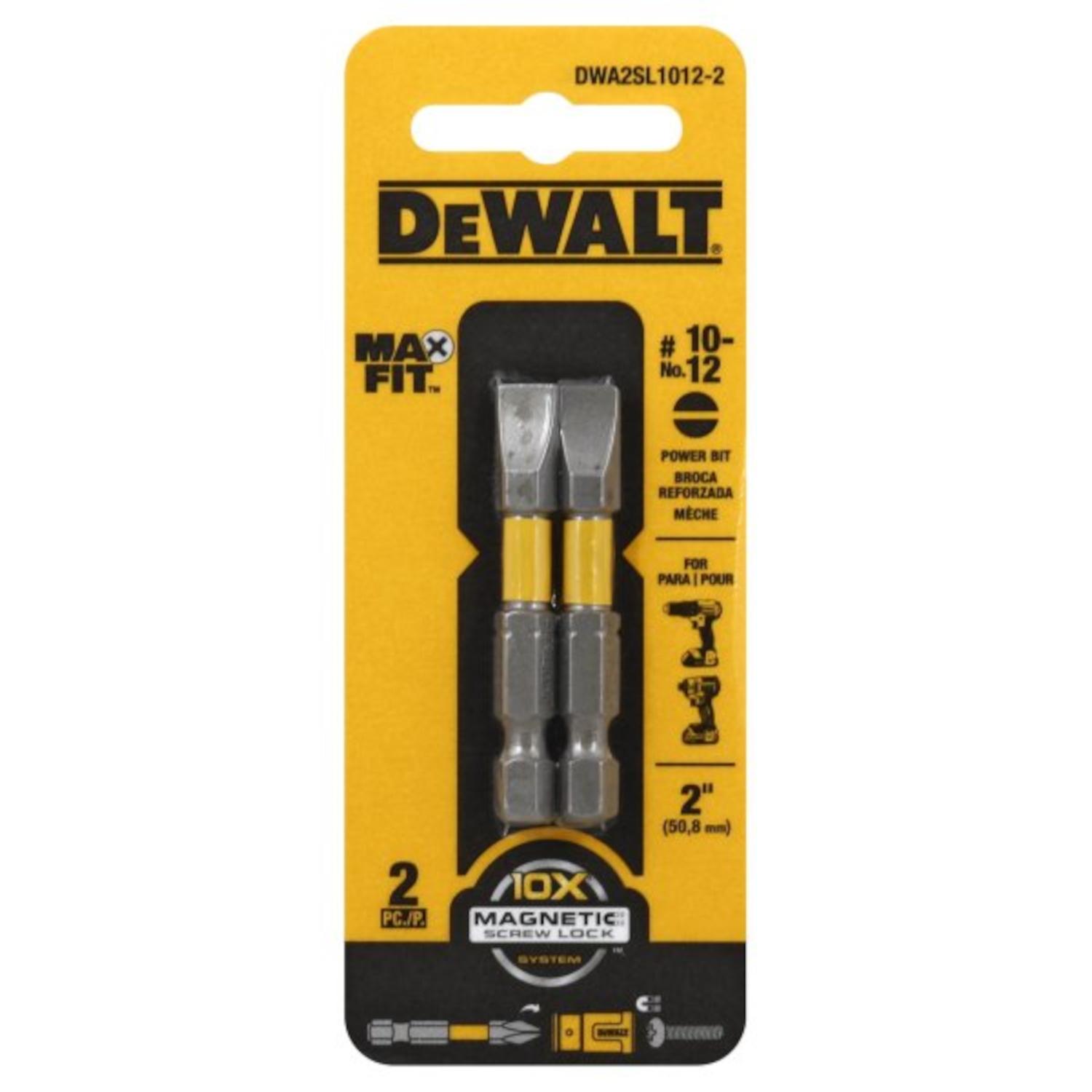 DEWALT Max Fit Slotted #10-12 X 2 in. L Power Bit S2 Tool Steel 2 pc
