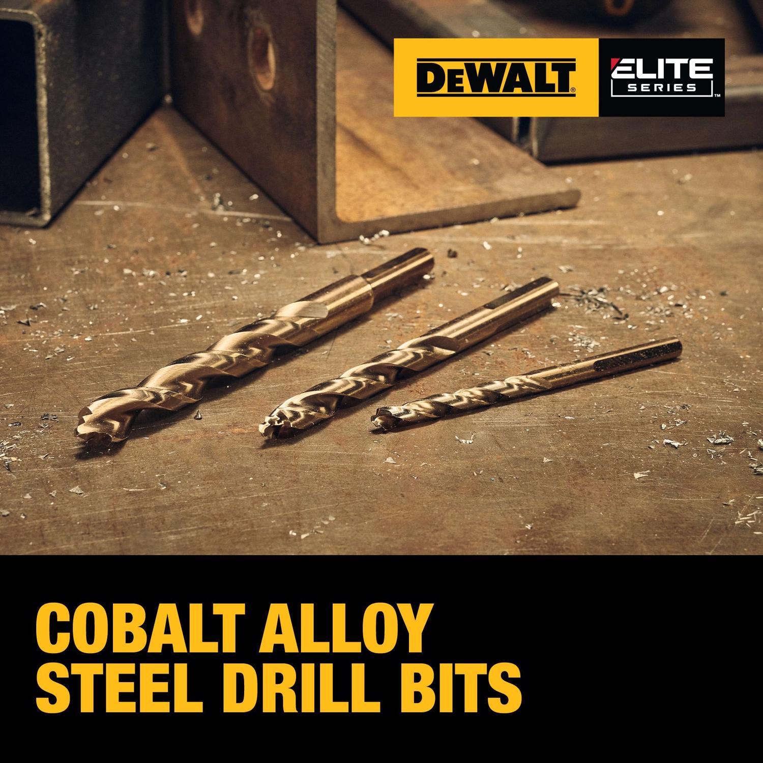 DEWALT ELITE SERIES 1/4 in. X 4 in. L Cobalt Steel Pilot Point Drill Bit Round Shank 1 pc