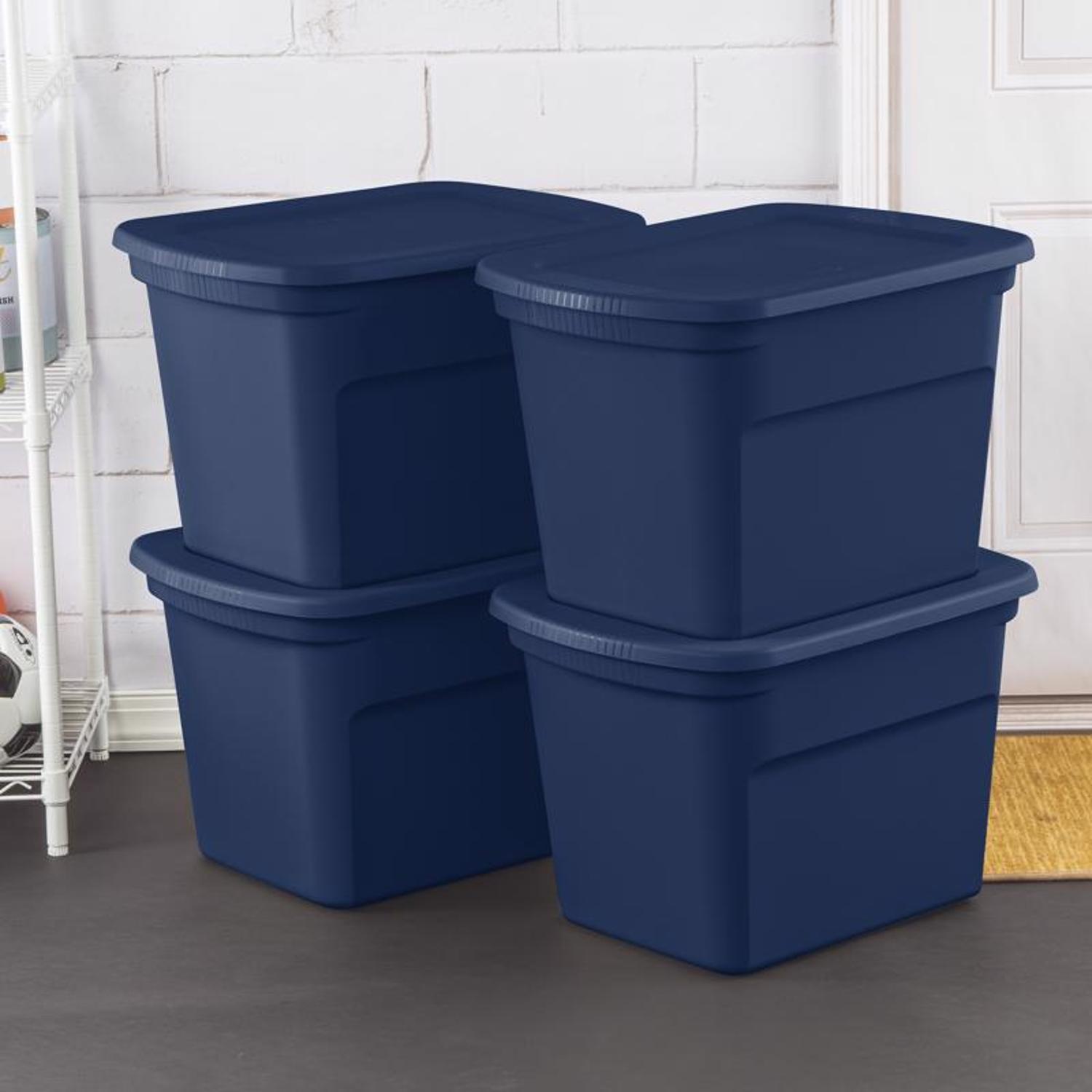 Sterilite 18 gal Blue Storage Tote 16.125 in. H X 18.375 in. W X 23.5 in. D Stackable