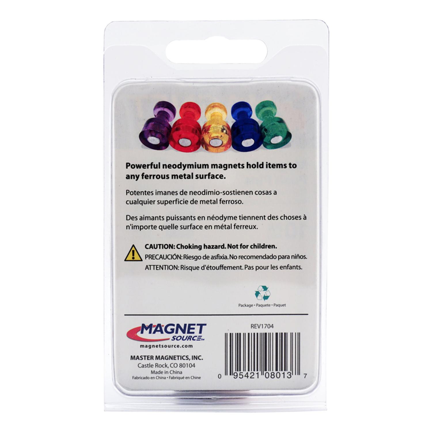 Magnet Source .625 in. L X .375 in. W Assorted Magnetic Push Pins 10 pc
