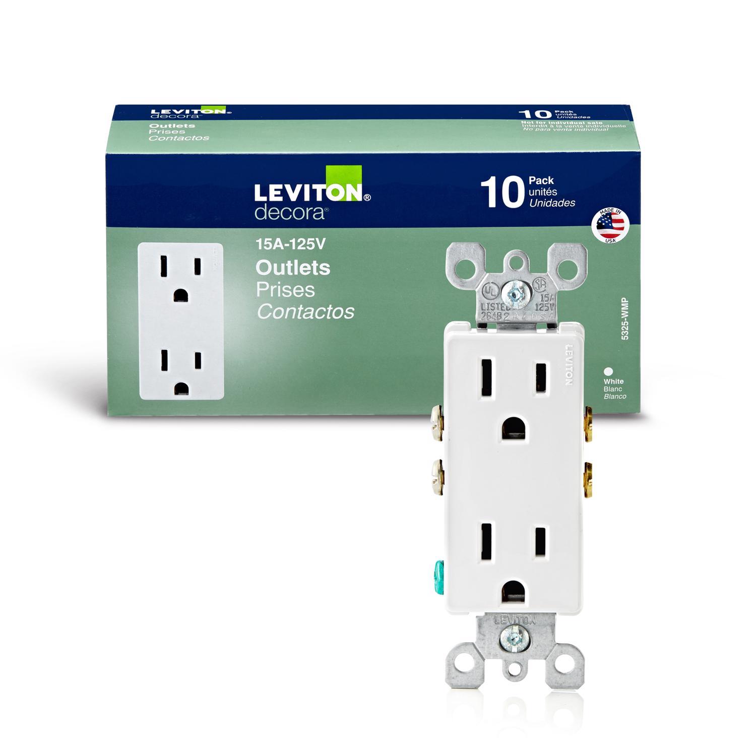 Leviton Decora 15 amps 125 V Duplex White Outlet 5-15R 10 pk