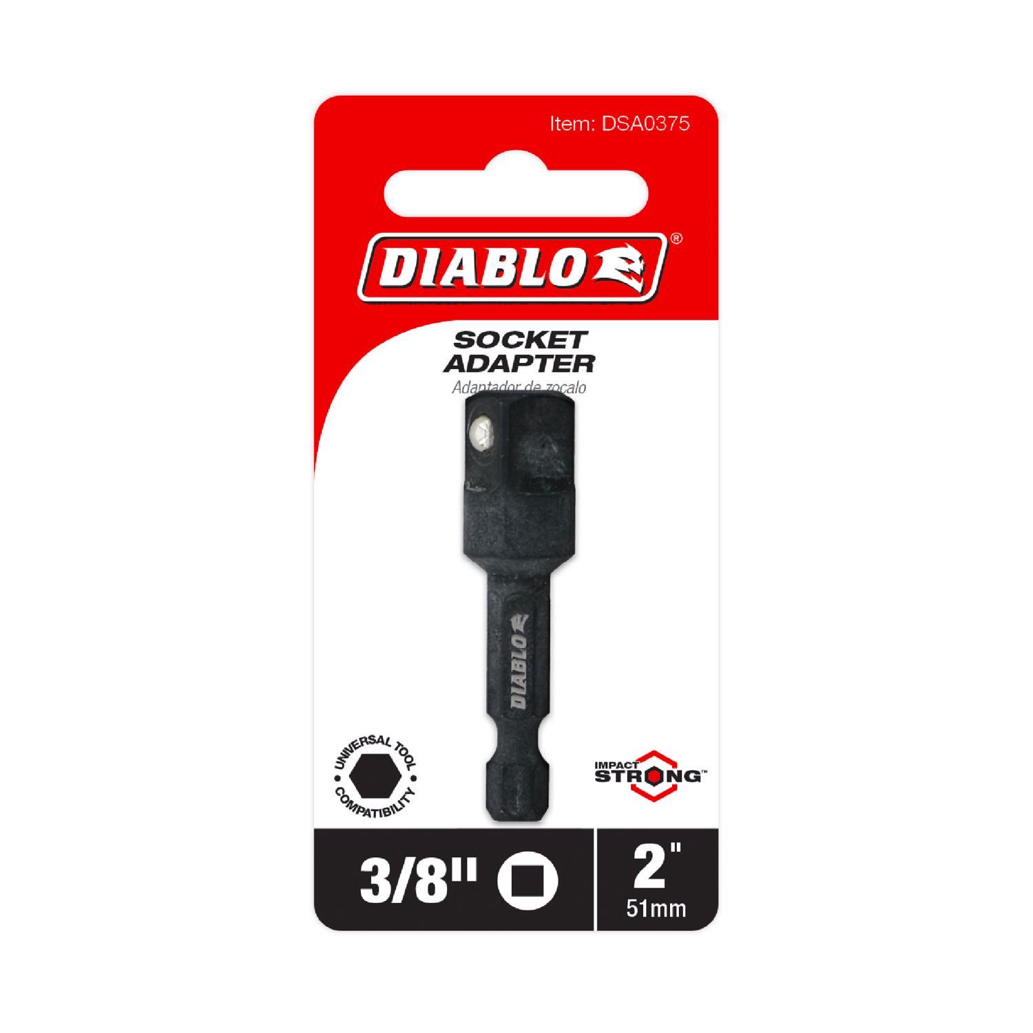 Diablo 2 in. L X 3/8 in. drive X 1/4 in. Square to Hex Socket Adapter 1 pc