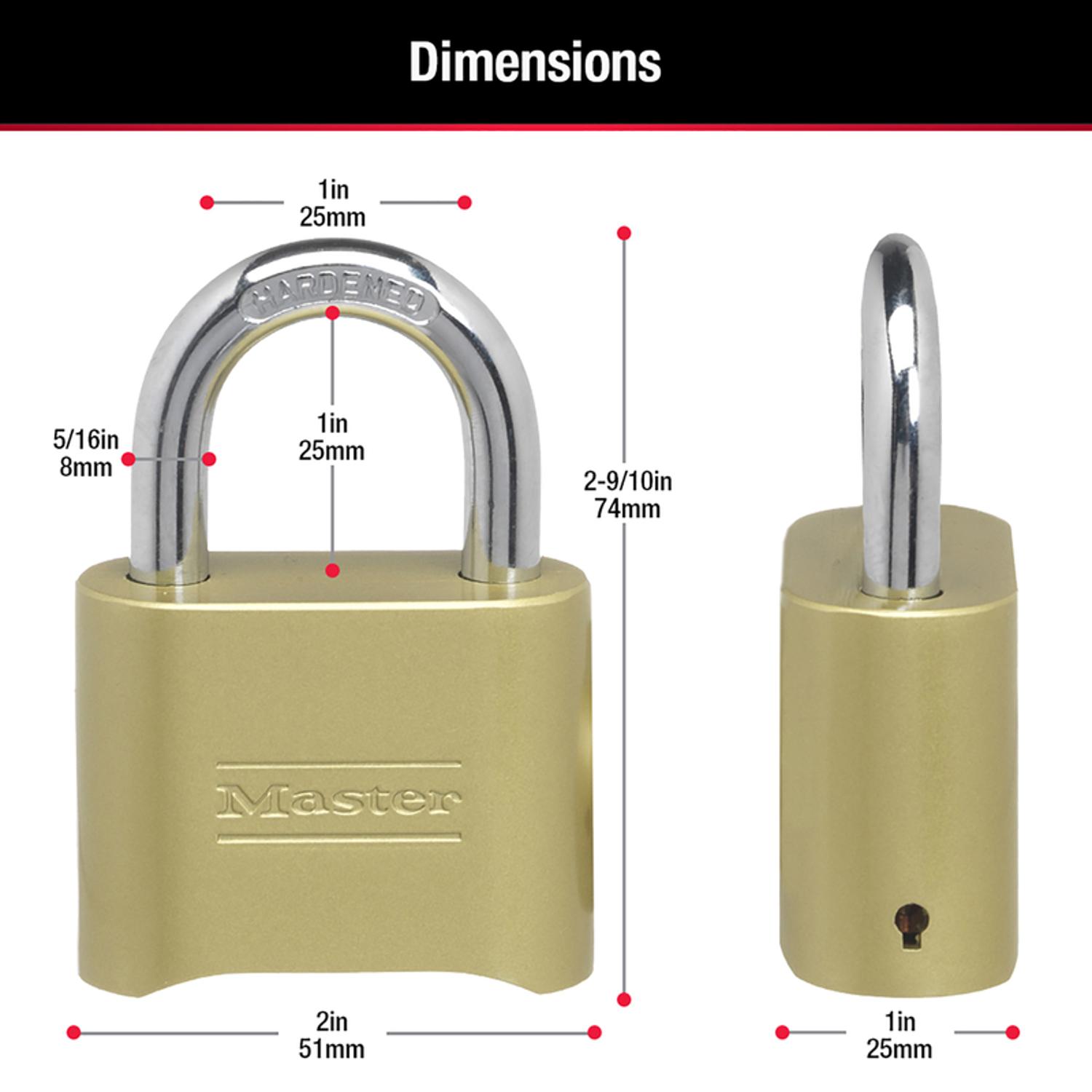 Master Lock 2-9/10 in. H X 1 in. W X 2 in. L Steel Double Locking Combination Padlock