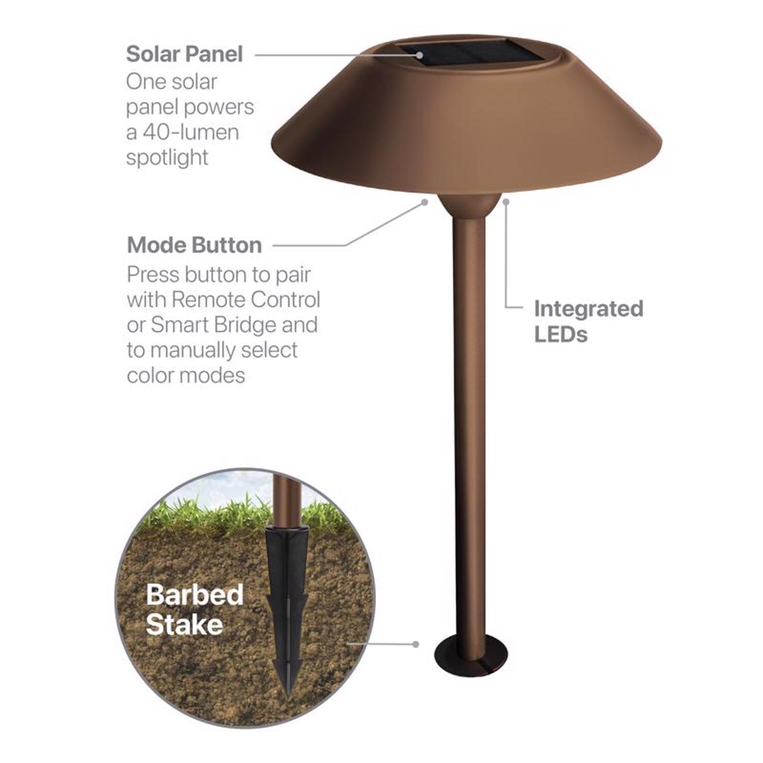 Feit OneSync Bronze Solar Powered 40 W LED Pathway Light 1 pk