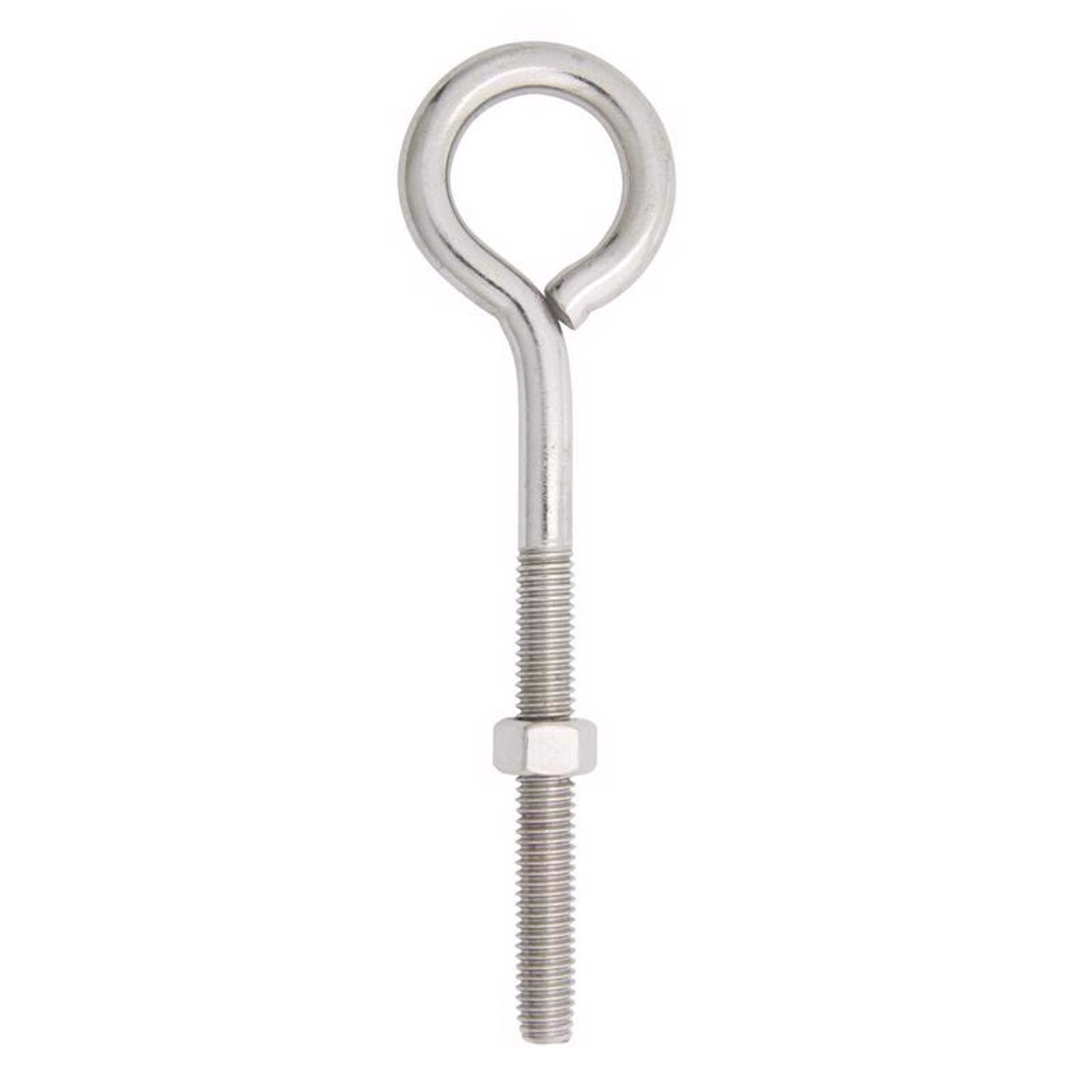Hampton 3/8 in. X 6 in. L Stainless Stainless Steel Eyebolt Nut Included