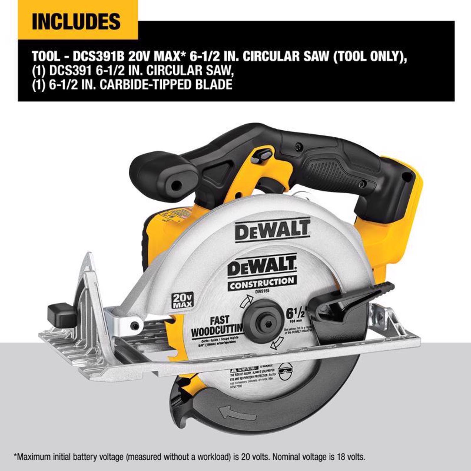 DeWalt 20V MAX 6-1/2 in. Cordless Brushed Circular Saw Tool Only