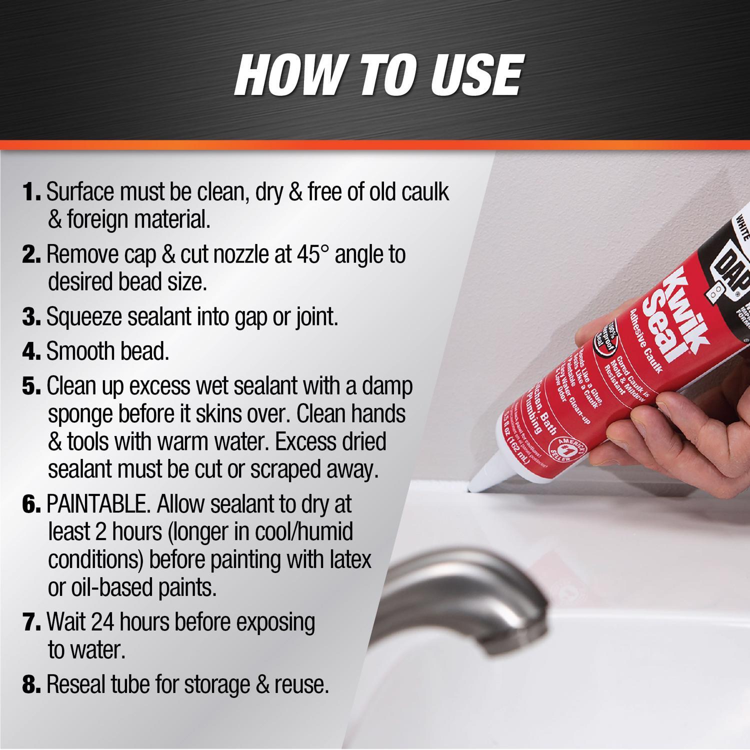 DAP Kwik Seal White Acrylic Latex Kitchen and Bath Adhesive Caulk 5.5 oz