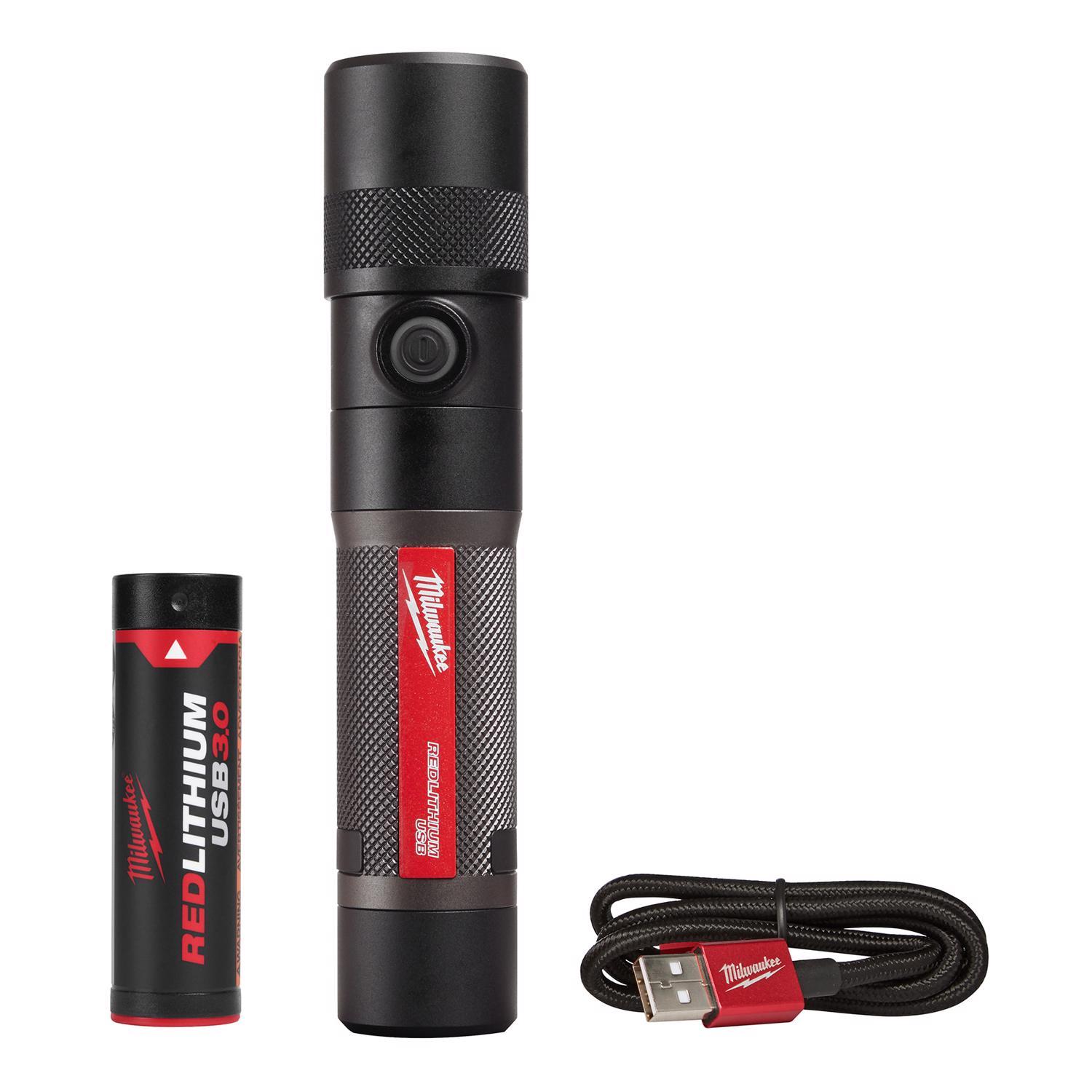 Milwaukee Redlithium 1100 lm Black LED Rechargeable Twist Flashlight