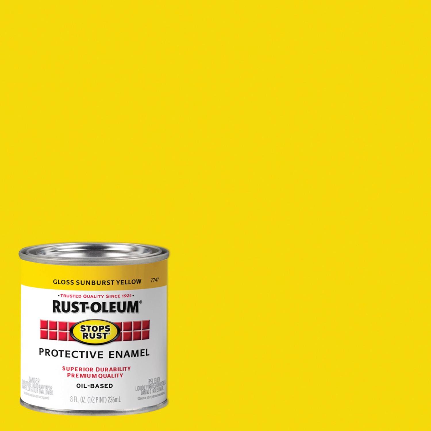 Rust-Oleum Stops Rust Indoor and Outdoor Gloss Sunburst Yellow Oil-Based Protective Paint 0.5 pt