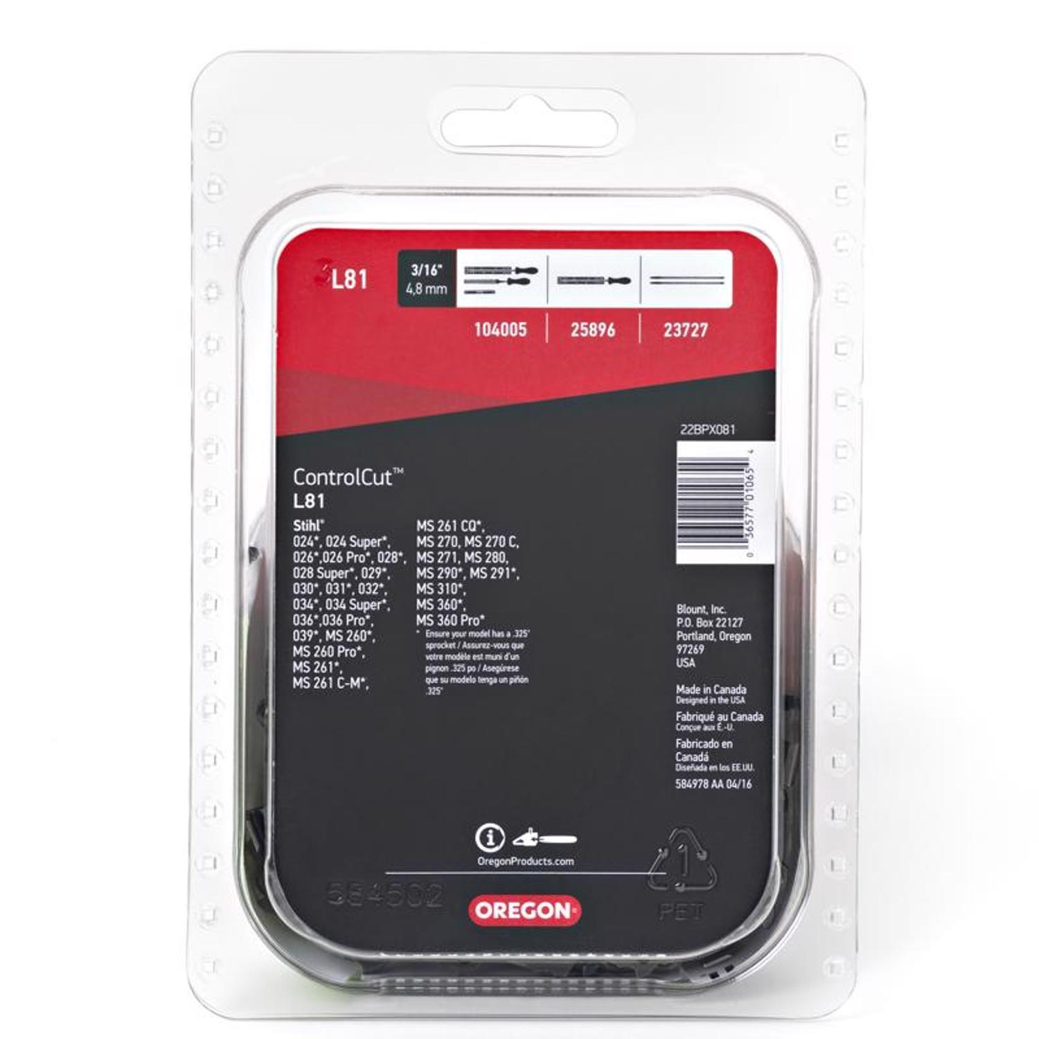 Oregon ControlCut L81 20 in. Chainsaw Chain 81 links