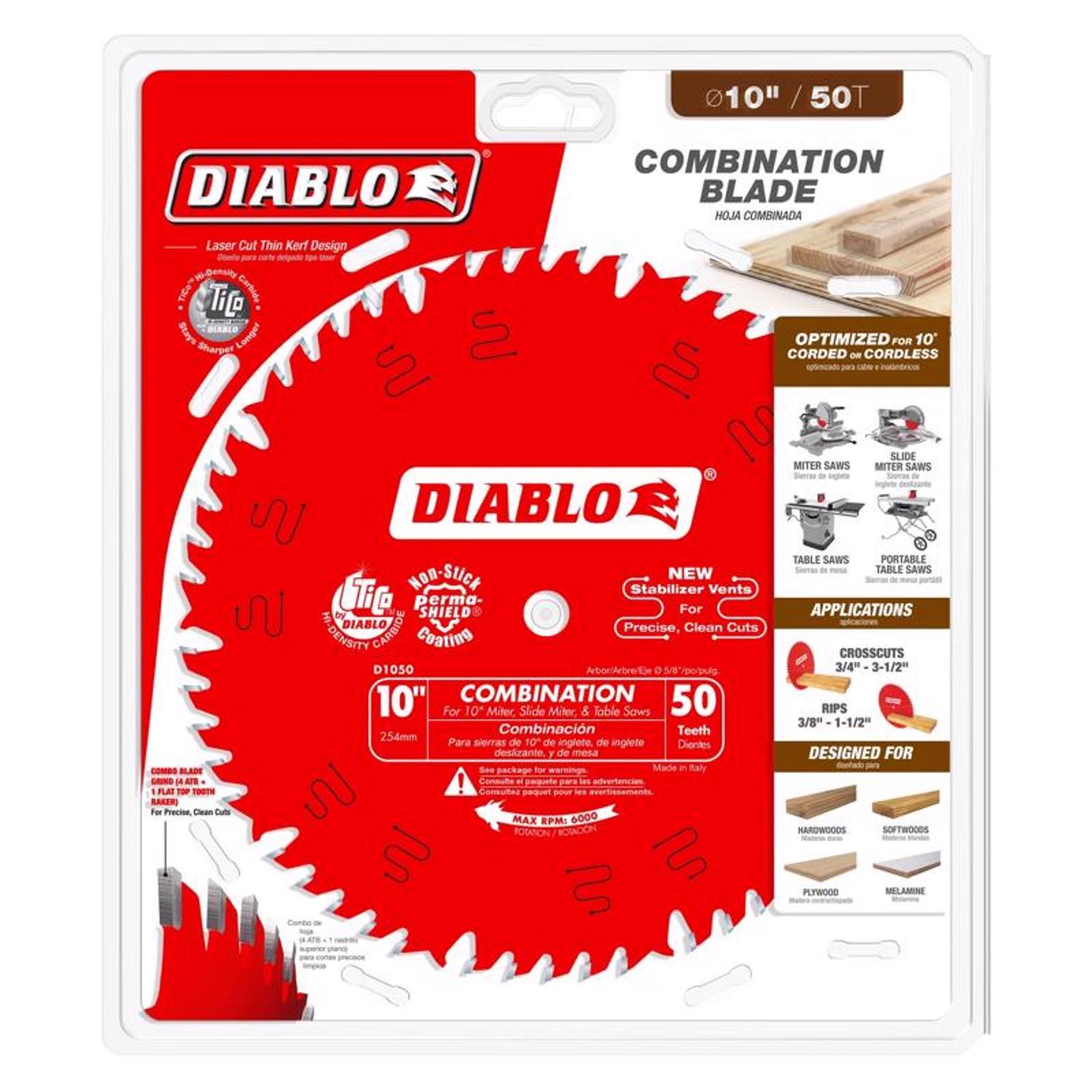 Diablo 10 in. D X 5/8 in. TiCo Hi-Density Carbide Combination Saw Blade 50 teeth 1 pk