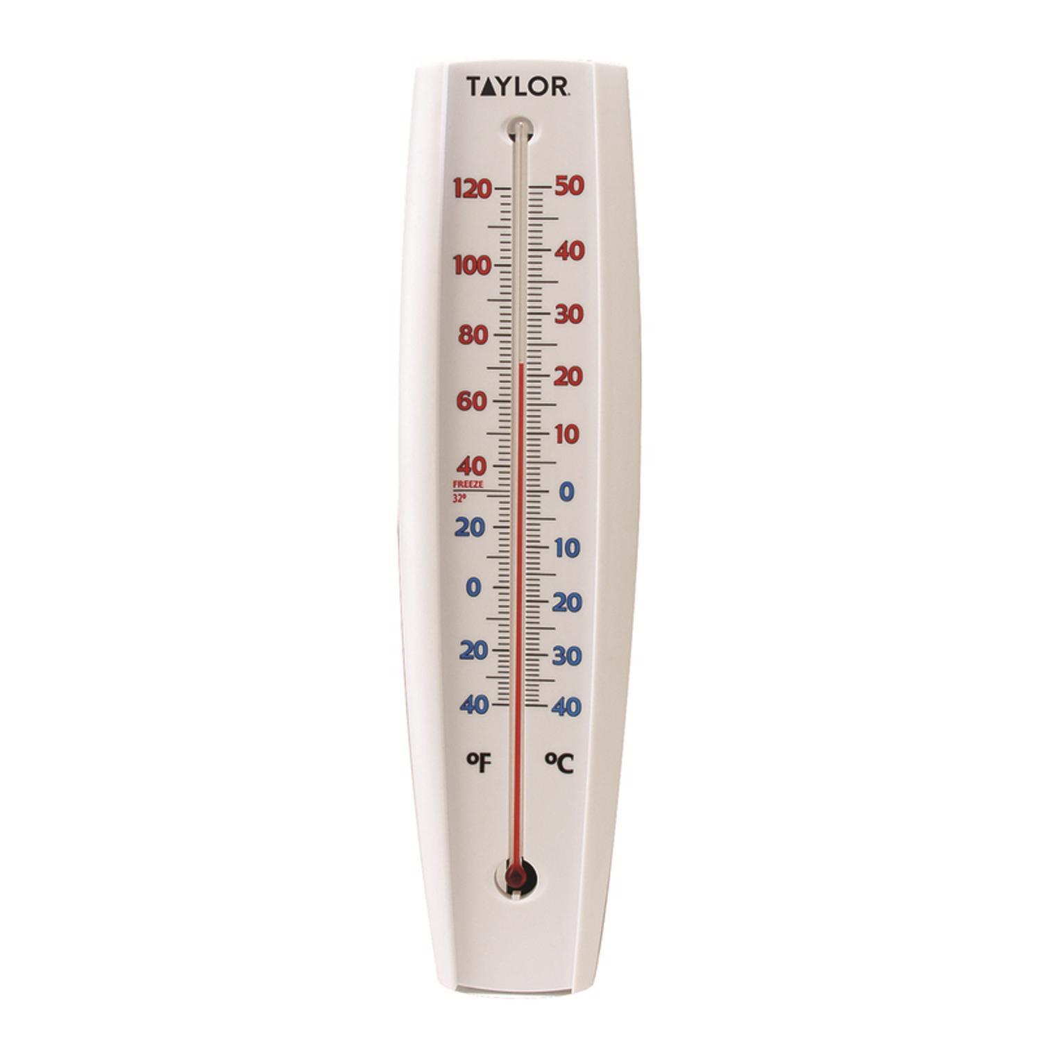 Taylor Jumbo Size Tube Thermometer Plastic White 14.57 in.