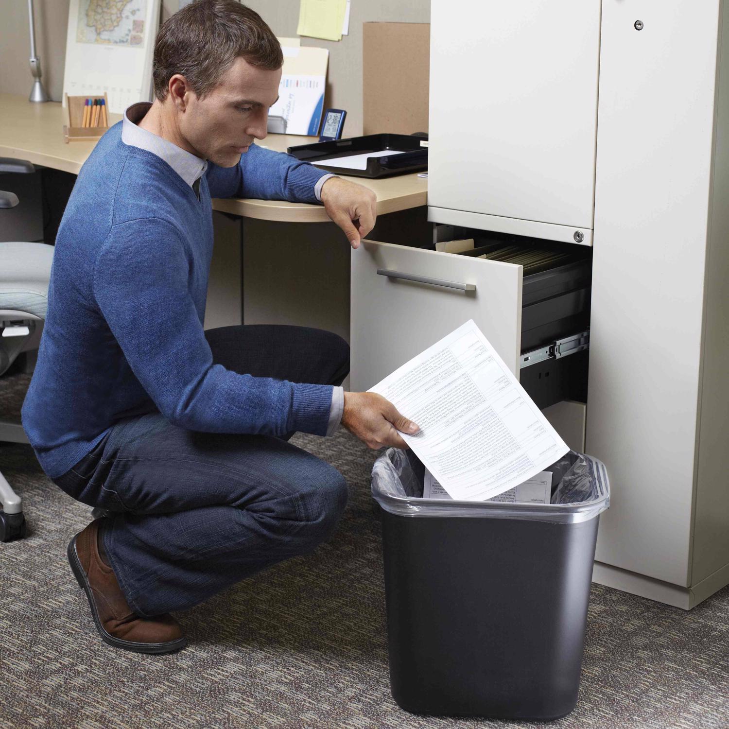 Rubbermaid 7 gal Black Plastic Open Top Wastebasket
